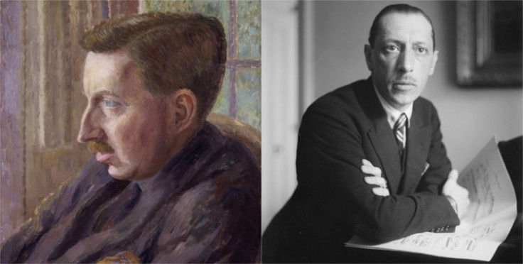 Left: E. M. Forster, by Dora Carrington (1893–1932) [Public domain], via Wikimedia Commons. Right: Igor Stravinsky, by George Grantham Bain Collection [Public domain], via Wikimedia Commons
